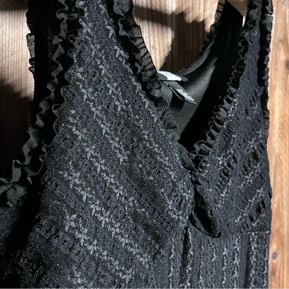 Studio 1940 Whimsigoth Romantic Black Feminine Ruffle Lace 90’s Y2K Tank Sz L - Picture 6 of 13
